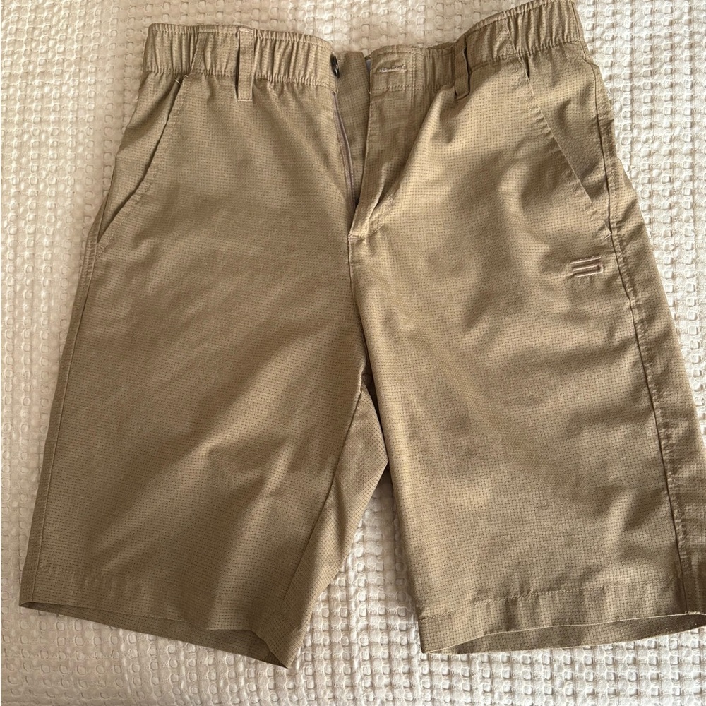 Men's Tan Flat Front Shorts